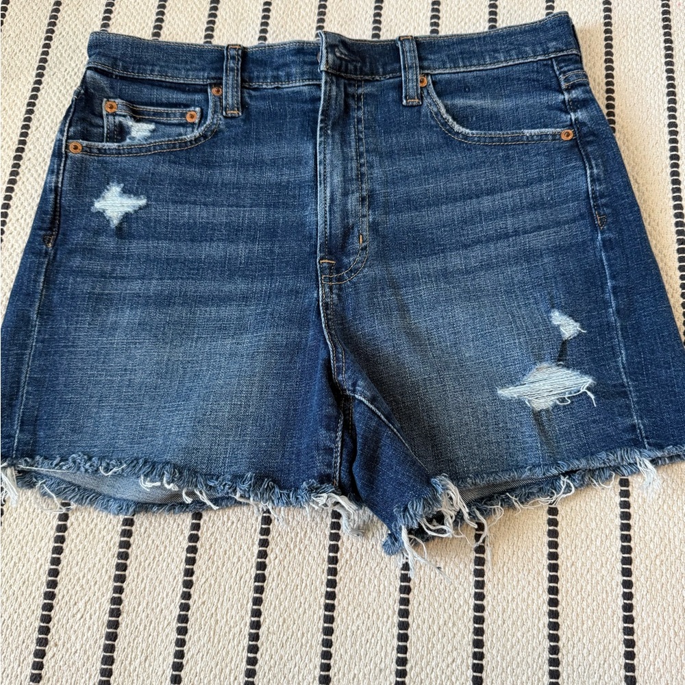 Distressed Blue Denim Shorts